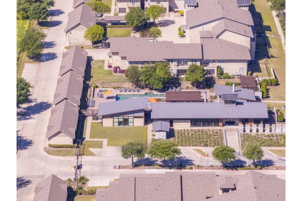 aerial view of The Pradera luxury apartments in Richardson, TX
