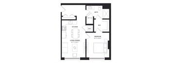 floorplan of a one bedroom luxury apartment at 29 Wyn apartments in Miami, FL