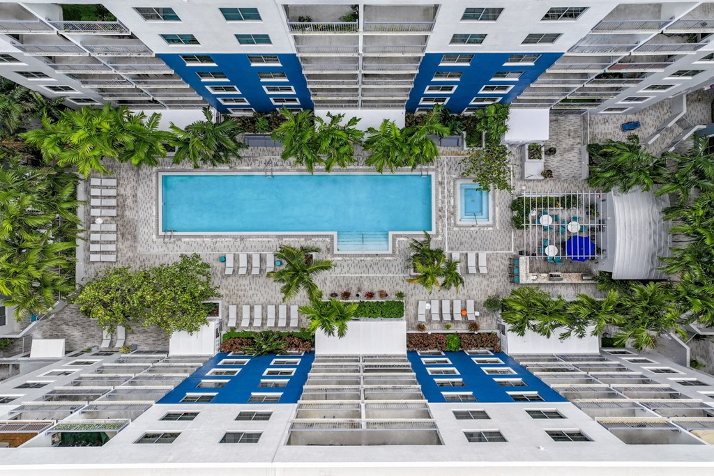 aerial view of the swimming pool at Berkshire Lauderdale by the Sea luxury apartments