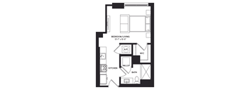 floorplan of a studio apartment at 29 Wyn apartments in Miami, FL