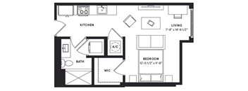 floorplan of a studio apartment at 29 Wyn apartments in Miami, FL