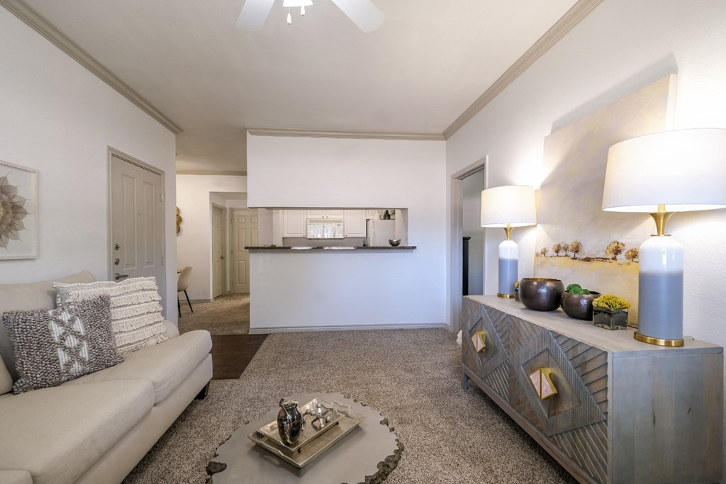 spacious living room at Stoneleigh on Spring Creek apartments