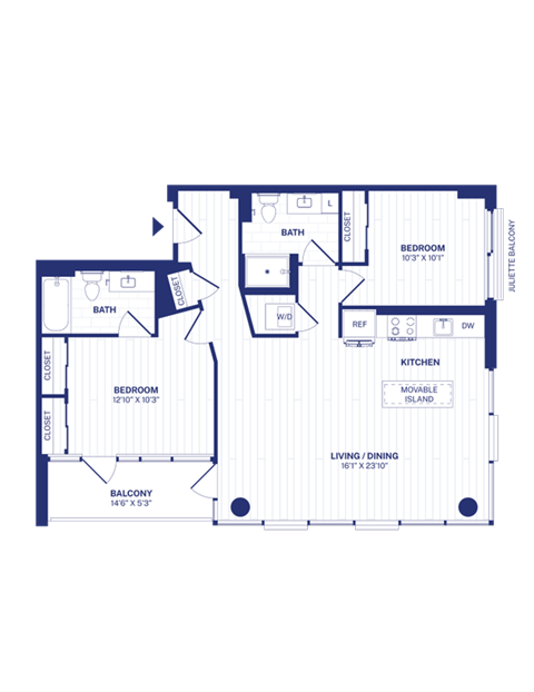RiverPoint luxury apartments 2A7 floorplan