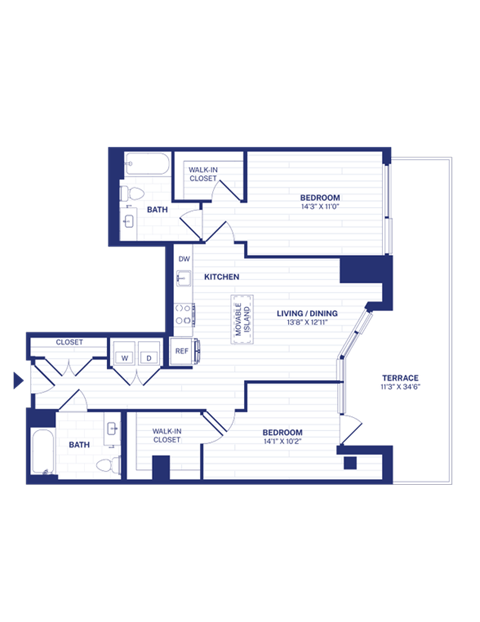 RiverPoint luxury apartments 2A9 floorplan