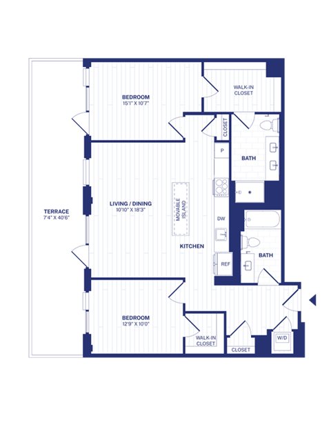 RiverPoint luxury apartments 2B14 floorplan