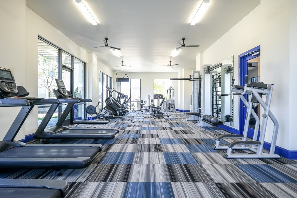 fitness center at Reveal on the Lake apartments