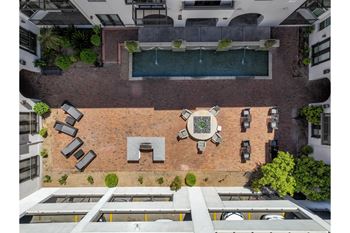 aerial view of a courtyard at Roosevelt Square apartments