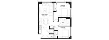 floorplan of a two bedroom luxury apartment at 29 Wyn apartments in Miami, FL