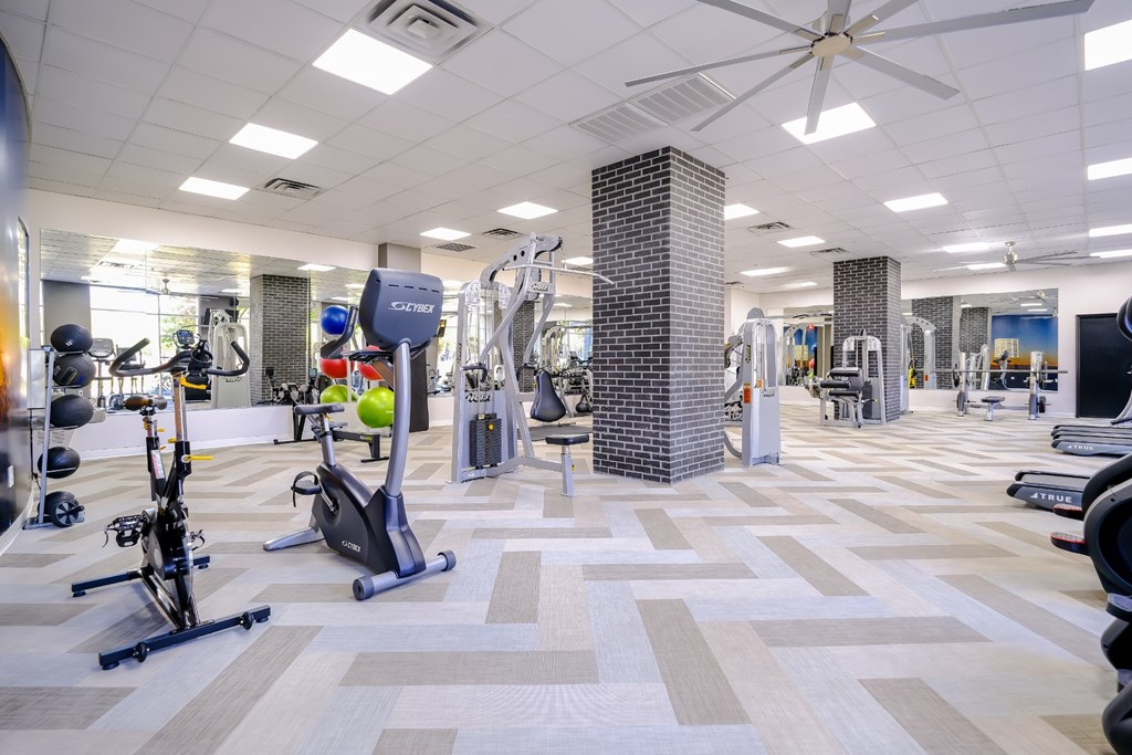 fitness center at Roosevelt Square apartments