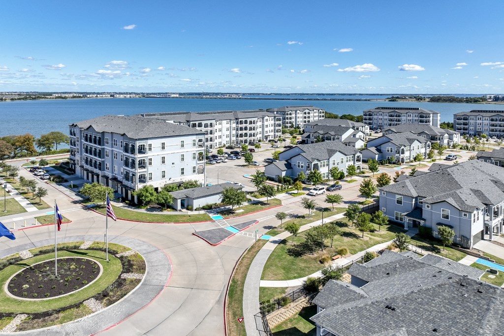 aerial view of Reveal on the Lake apartments 1600 President George Bush Hwy. Rowlett, TX 75088