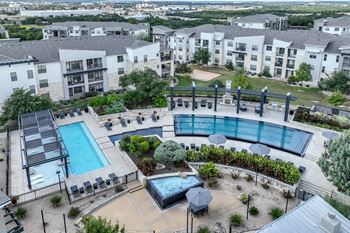 an aerial view of the swimming pool at The Allure apartments