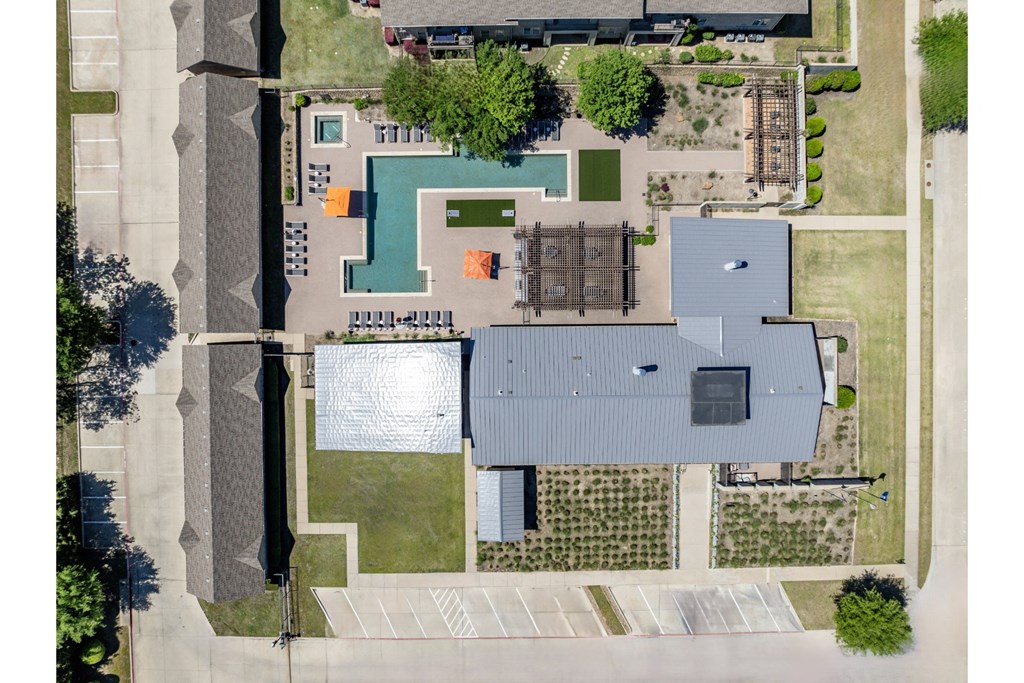aerial view of the pool at The Pradera apartments