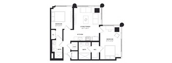 floorplan of a two bedroom luxury apartment at 29 Wyn apartments in Miami, FL