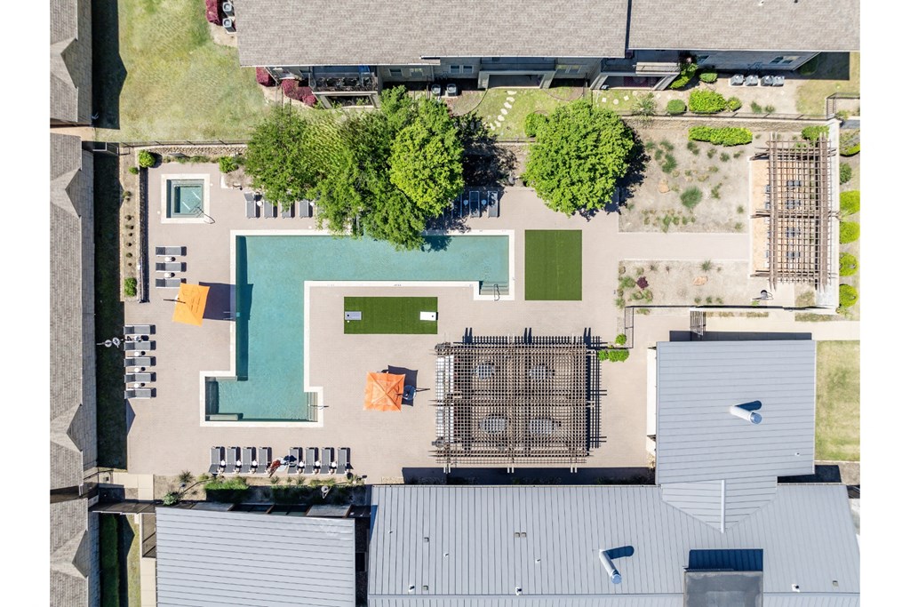 aerial view of swimming pool at The Pradera apartments