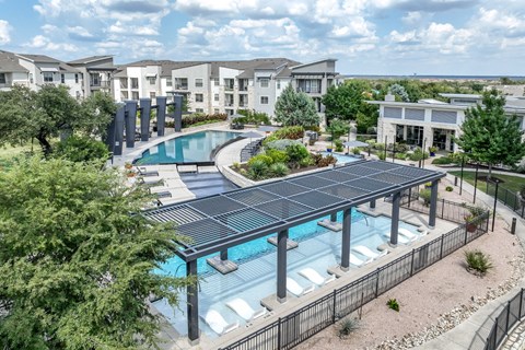 an aerial view of the swimming pool at The Allure apartments