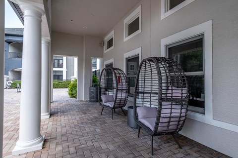 Outdoor seating area at Verano Apartments