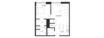 floorplan of a one bedroom luxury apartment at 29 Wyn apartments in Miami, FL
