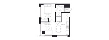 floorplan of a one bedroom apartment at 29 Wyn apartments in Miami, FL