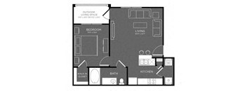 One Bed One Bath Floor Plan at Mansions Woodland, Conroe, Texas