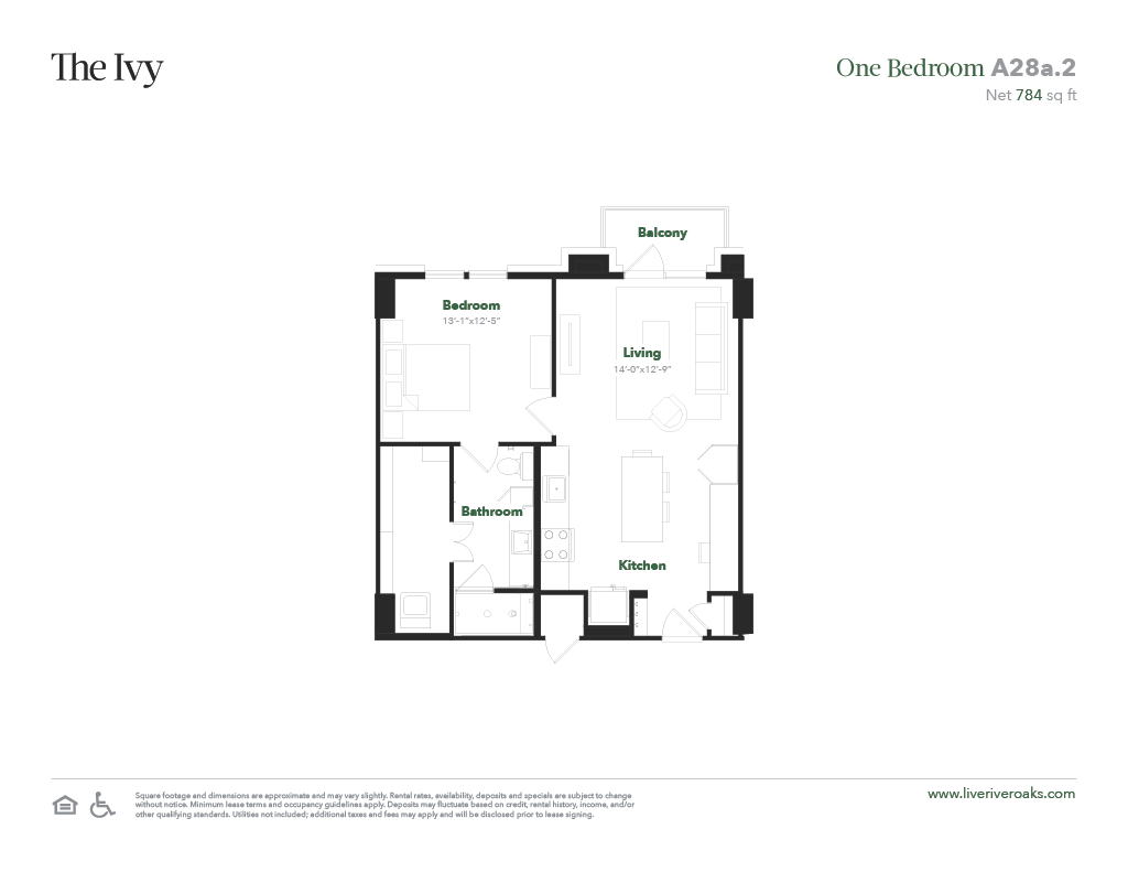 The Ivy apartments A1 floor plan