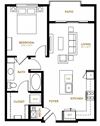 A1 One Bedroom One Bath Floor Plan A1 One Bedroom One Bath Floor Plan at Berkshire Pullman, Frisco