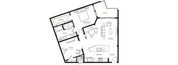 A10 One Bedroom One Bath Floor Plan at Berkshire Pullman, Texas, 75034