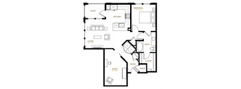 A11 One Bedroom with Study Floor Plan at Berkshire Pullman, Frisco, TX, 75034