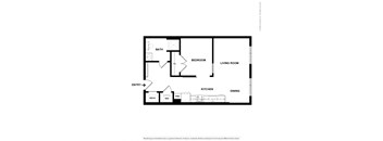 A1 1 bedroom 1 bath floorplan