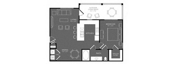 One Bed One Bath Floor Plan at Mansions Woodland, Conroe