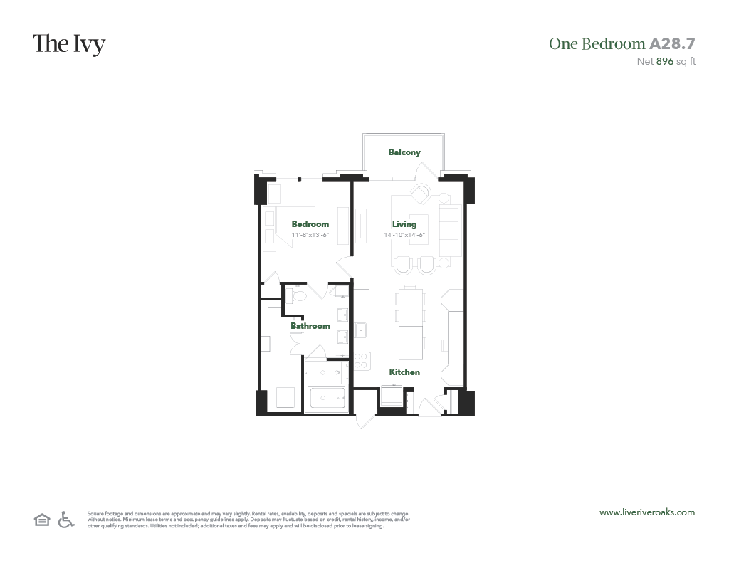 The Ivy apartments A2 floor plan