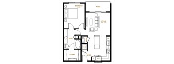 A2 One Bedroom One Bath Floor Plan at Berkshire Pullman, Texas