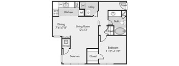 A2S floorplan at Highlands Hill apartments Country