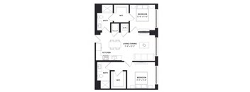floorplan of a two bedroom luxury apartment at 29 Wyn apartments in Miami, FL