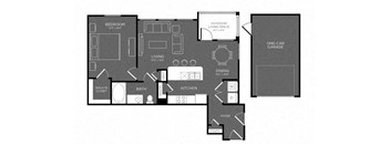 One Bed One Bath Floor Plan at Mansions Woodland, Conroe, TX