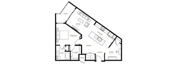 A5 One Bedroom One Bath Floor Plan at Berkshire Pullman, Frisco, TX