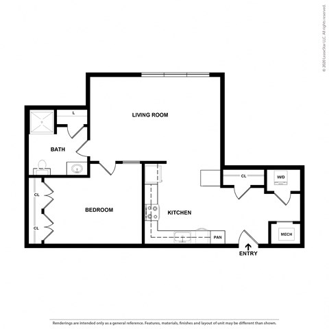 A5 1 bedroom 1 bath floorplan