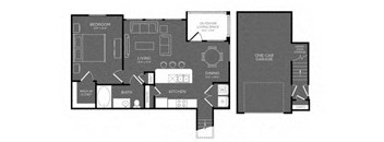 One Bed One Bath Floor Plan at Mansions Woodland, Conroe, 77384