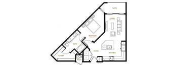 A6 One Bedroom One Bath Floor Plan at Berkshire Pullman, Frisco, 75034
