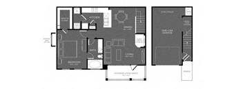 One Bed One Bath Floor Plan at Mansions Woodland, Conroe, Texas
