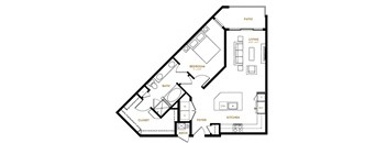 A7 One Bedroom One Bath Floor Plan at Berkshire Pullman, Frisco, Texas
