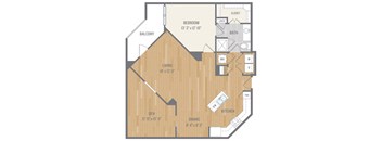 One-Bedroom Floor Plan at Berkshire, Auburn, Dallas, TX