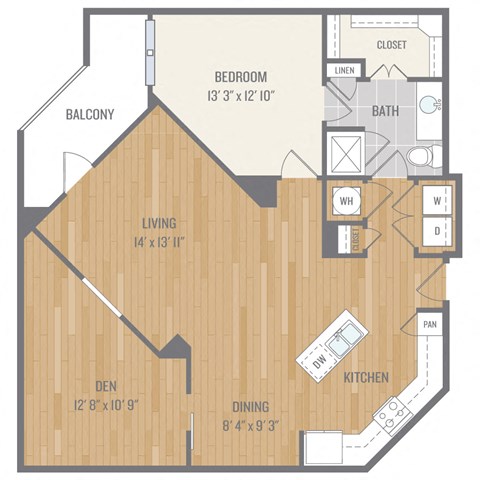 A7 Floor Plan One-Bedroom Floor Plan at Berkshire, Auburn, Dallas, TX