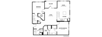 B2 Floor Plan at Berkshire Exchange Apartments, Spring, 77388