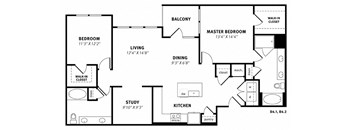 B4 Floor Plan at Berkshire Exchange Apartments, Spring