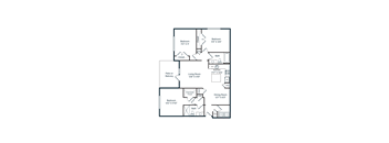 A floor plan of a house with labeled rooms and dimensions.