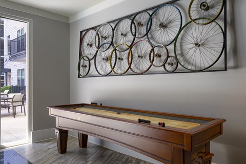 A pool table with a billiard ball on it.