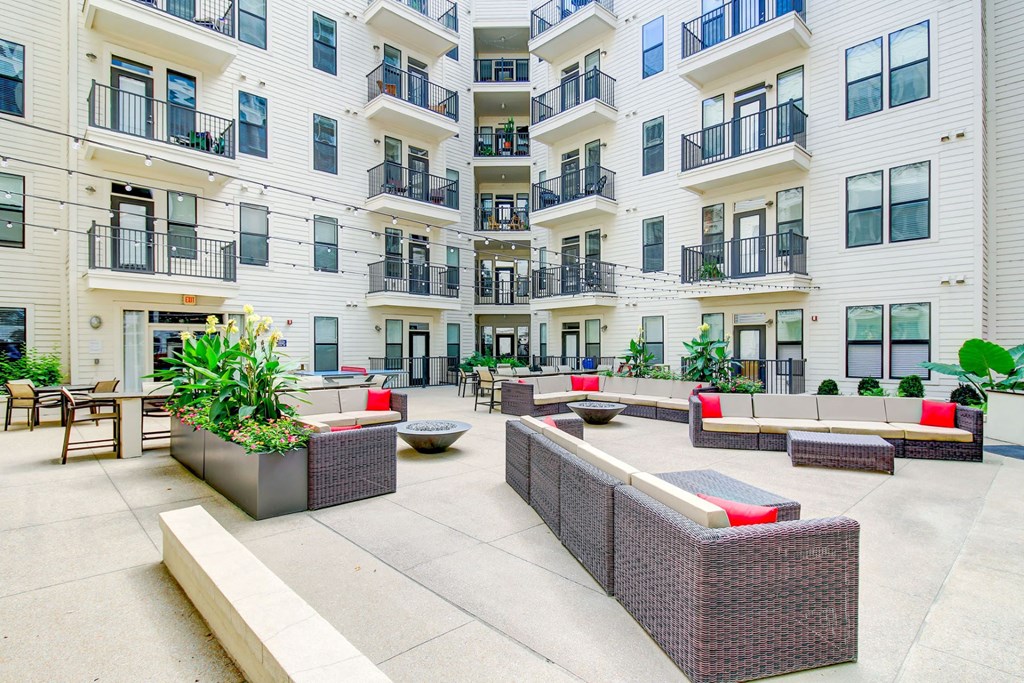 courtyard with fireside retreat to enjoy at Artisan on 18th, Nashville, TN