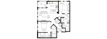 B1 Two Bedroom Two Bath Floor Plan at Berkshire Pullman, Frisco