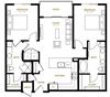 B2 Two Bedroom Two Bath Floor Plan B2 Two Bedroom Two Bath Floor Plan at Berkshire Pullman, Texas, 75034