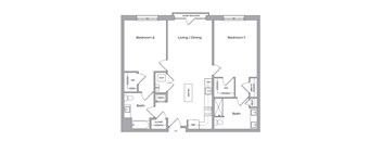 two bedroom floor plan at The James apartments Park Ridge